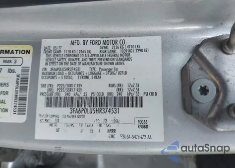 2017 Ford Fusion Hybrid Se from USA, damaged, VIN 3FA6P0LU5HR374531